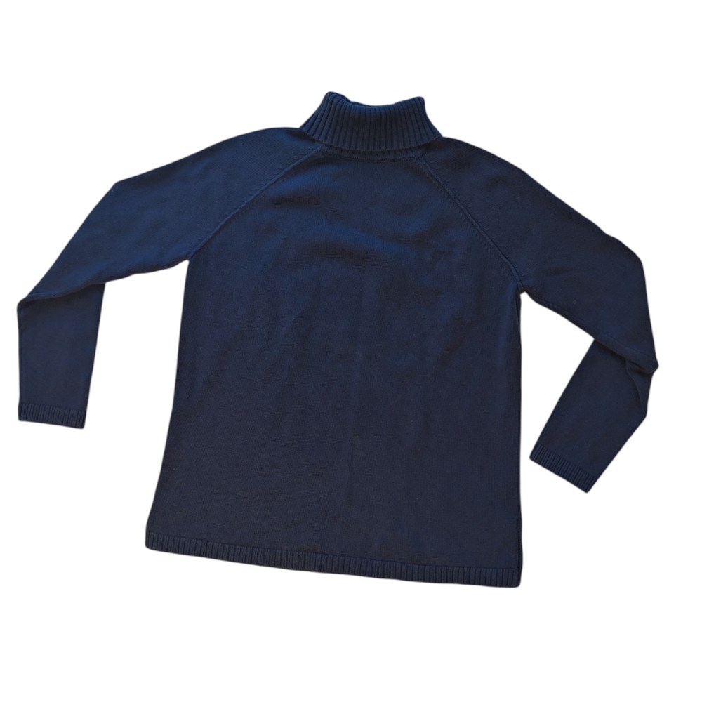 JEANNE PIERRE Navy Blue Turtleneck Sweater Mens Large Cotton